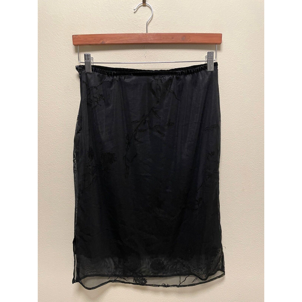 Vintage Norton Mcnaughton Womens Skirt Size 10 Black Floral Mesh Whimsigoth 90s - Picture 4 of 11
